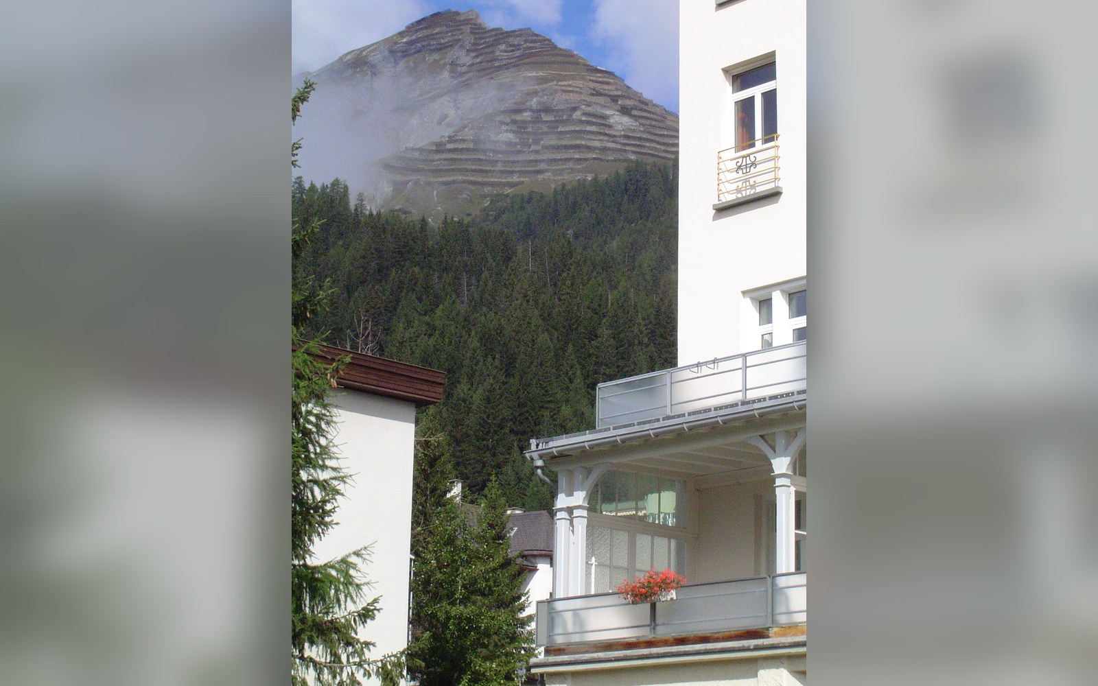 A sanatorium balcony in flat daylight